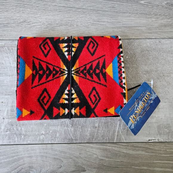 Pendleton Jewelry Roll Bright Red Wool Cotton Blend Southwest Design Vintage NOS - Picture 6 of 10